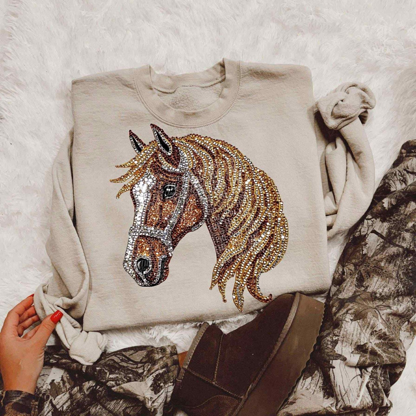Faux Rhinestone Horse