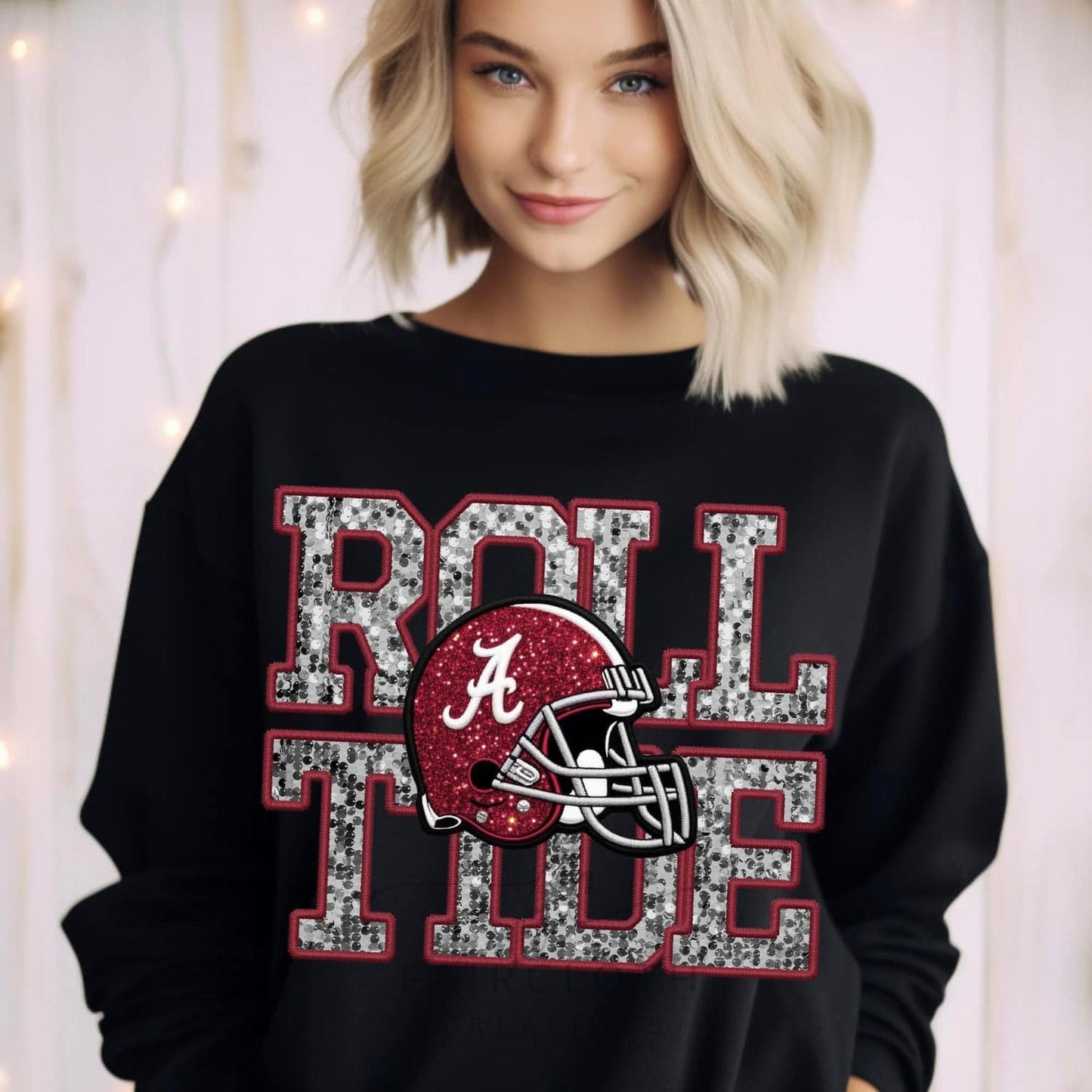 Faux Sequin Roll Tide