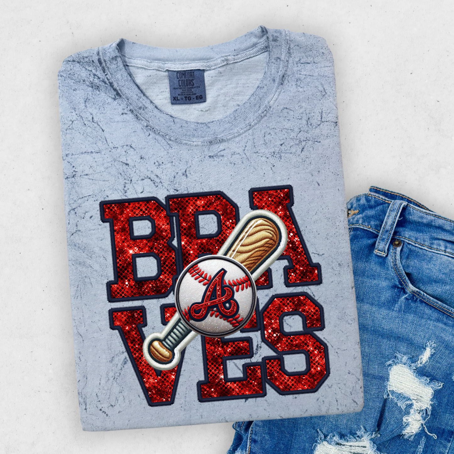 Faux Sparkle Braves Bat