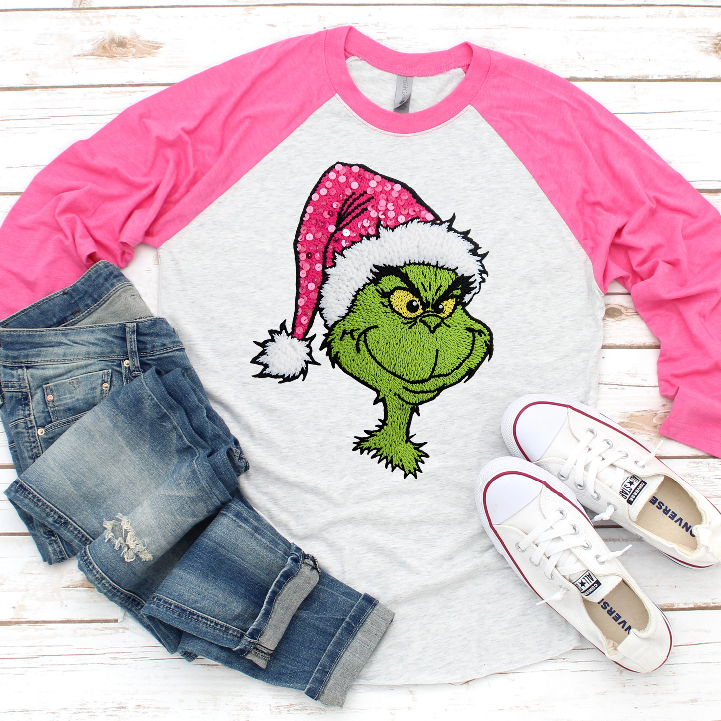 Faux Yarn Green Guy Sparkly Pink Hat