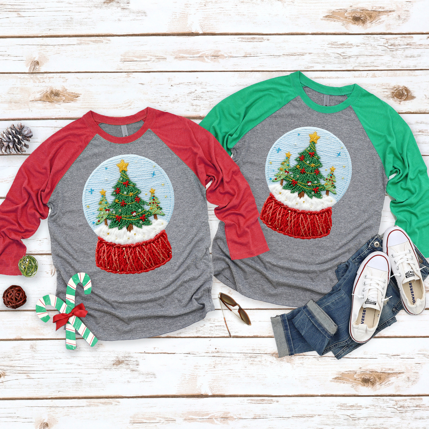 Faux Yarn Snowglobe with Trees