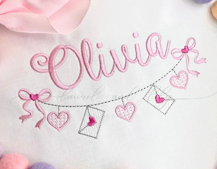 Name with Heart Envelopes- Embroidered