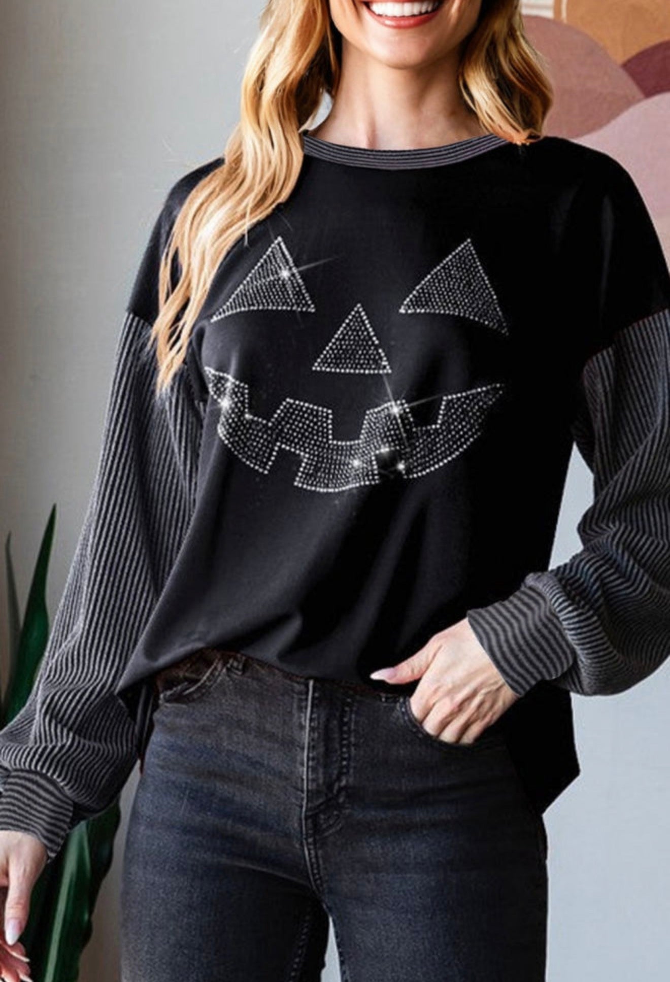 Rhinestone Pumpkin Face