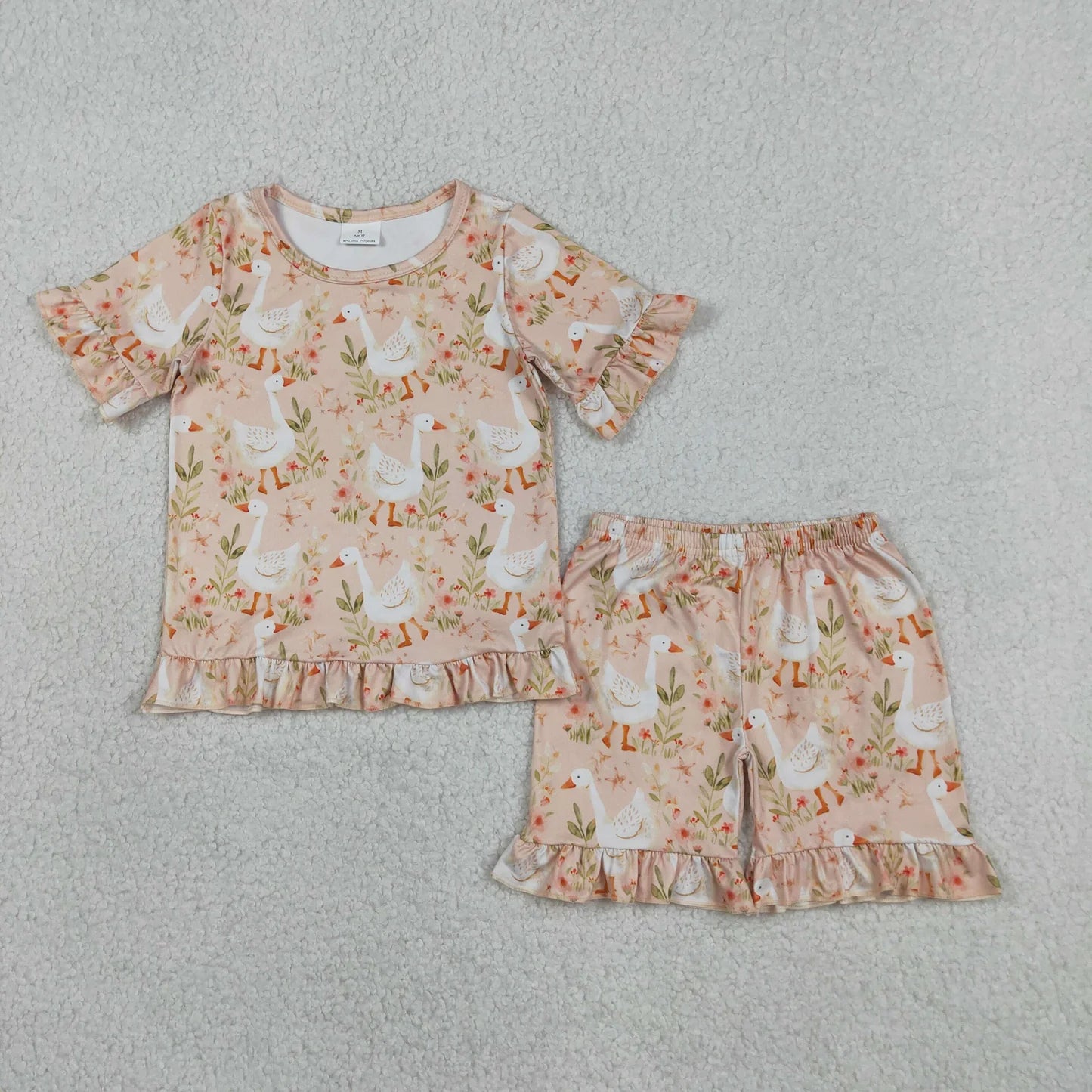Flowers Goose Top Ruffle Shorts