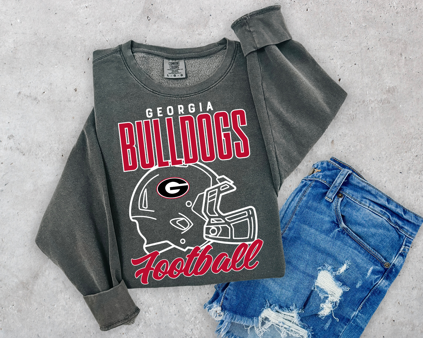 Georgia Bulldogs White Outline Football