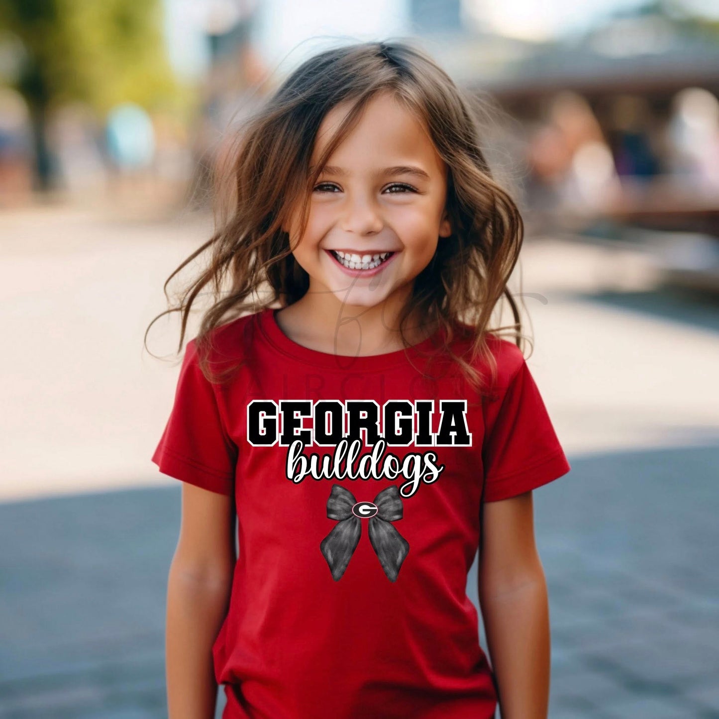 Georgia Bulldogs with Black Watercolor Bow