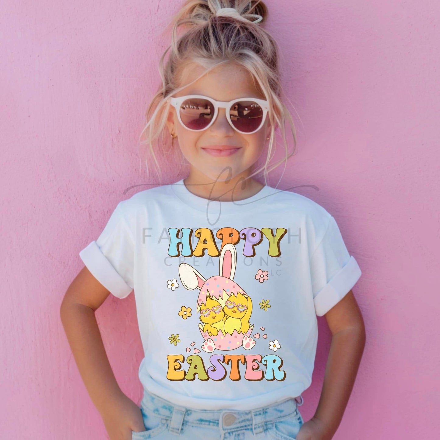 Happy Easter with 2 Chicks in Eggs
