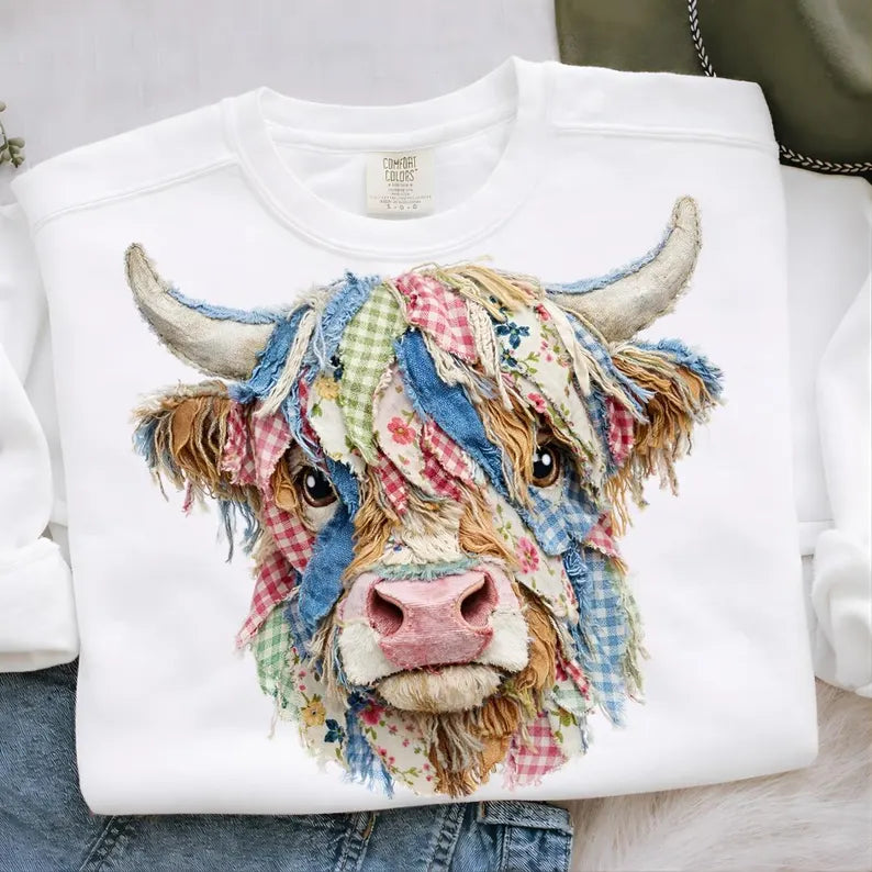 Faux Patchwork Shaggy Cow