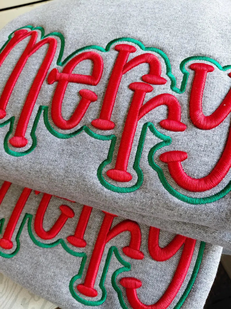 Merry — Christmas Puff Embroidery