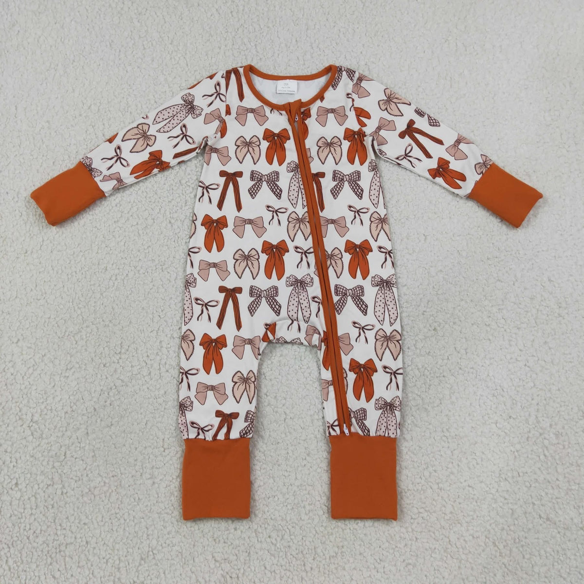 Autumn Bows Zip Baby Romper