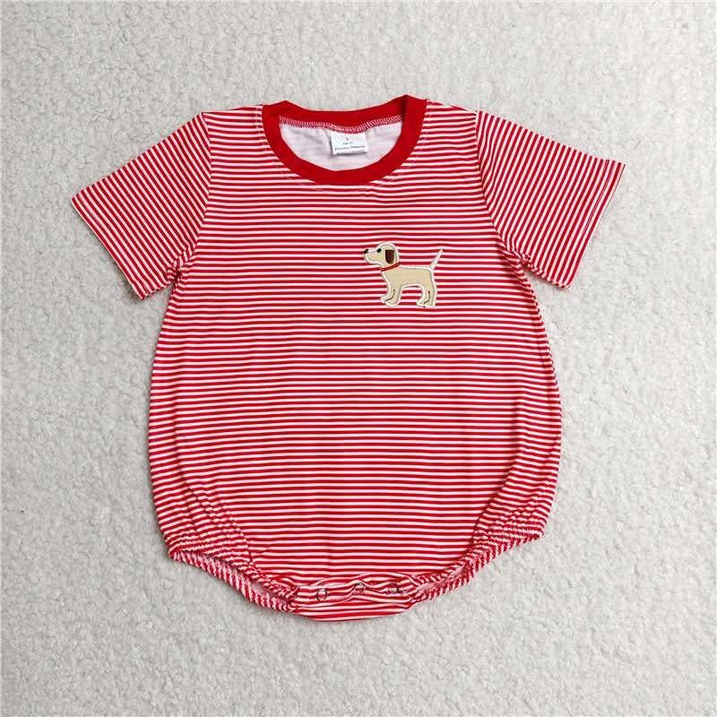 Red Striped Puppy Baby Bubble
