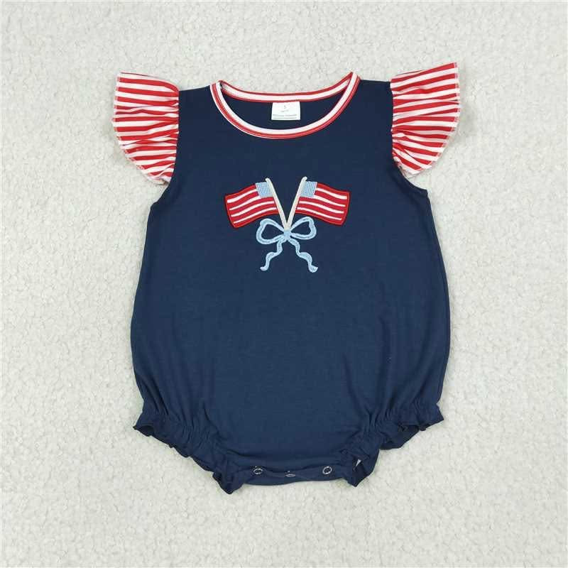 Dark Navy USA Flag with Striped Ruffle Bubble