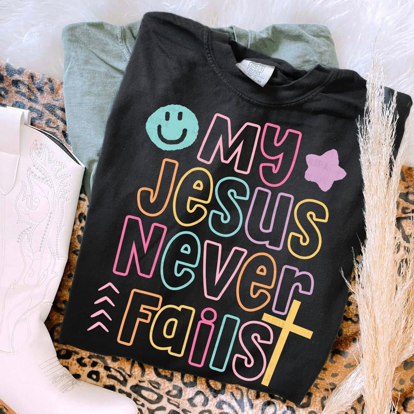 My Jesus Never Fails Neon Outline