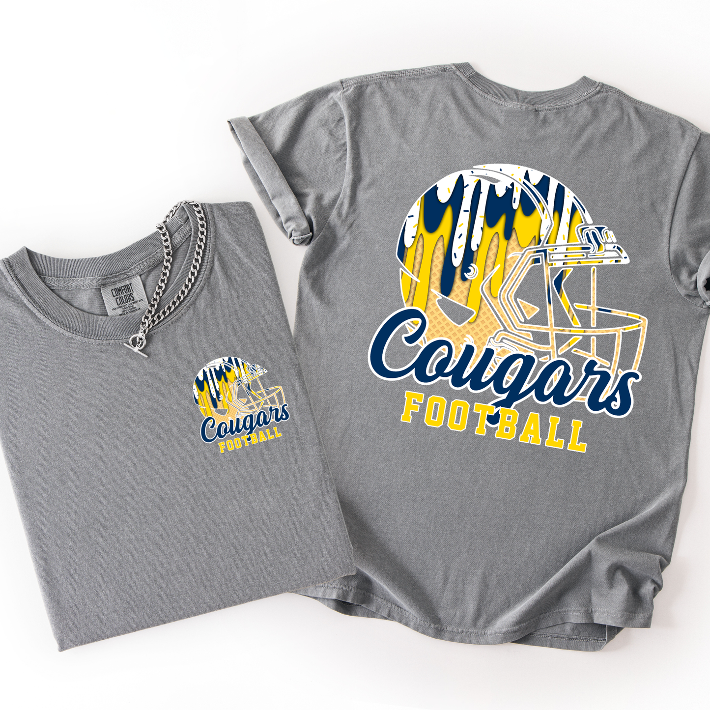 Navy and Gold Cougars Drip Football