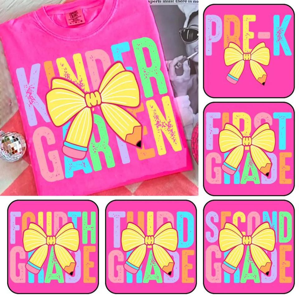 Neon Grade with Pencil Bow in Middle