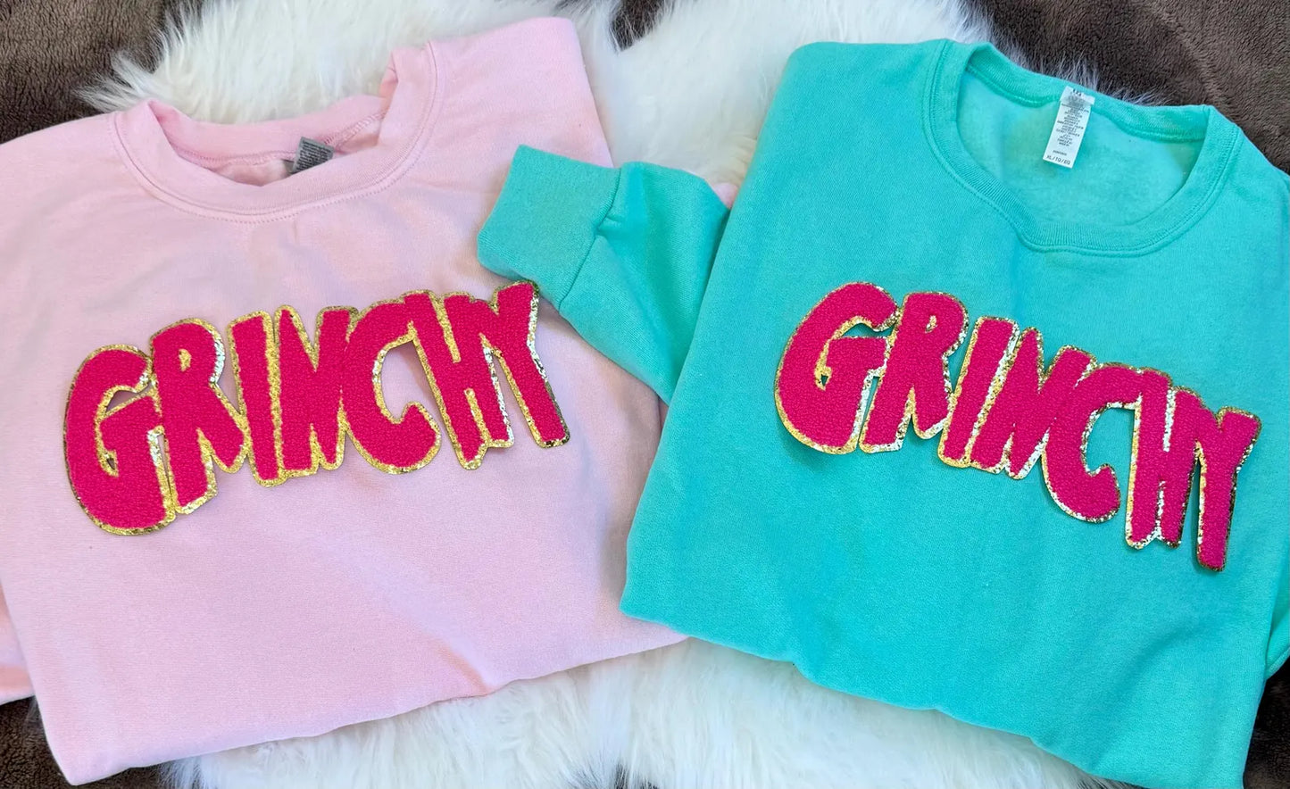 Pink Grinchy Chenille Patch