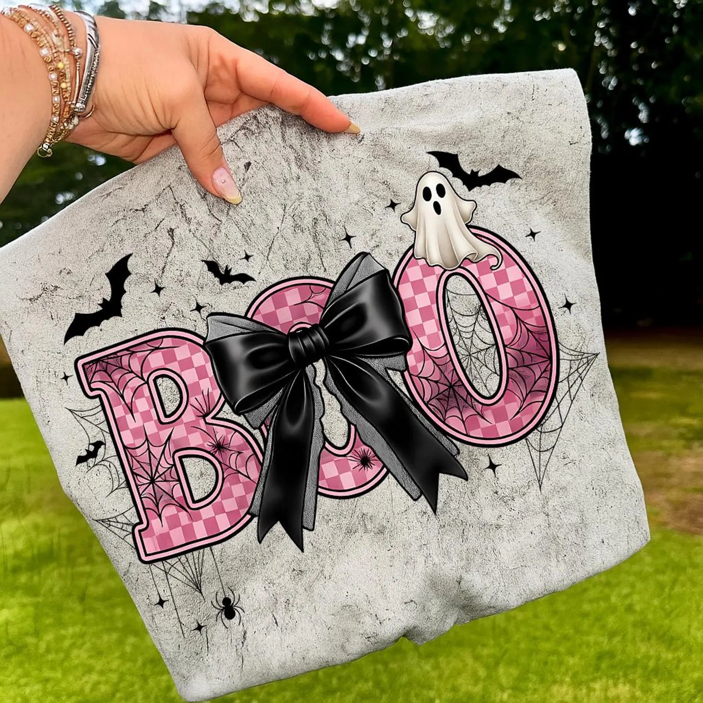 Pink Boo with Black Bow