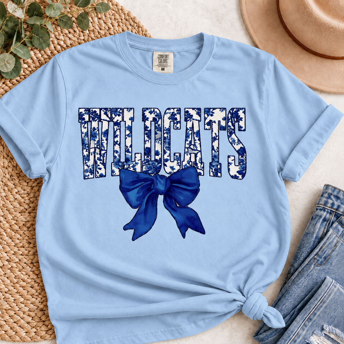 Navy Wildcats Floral Bow