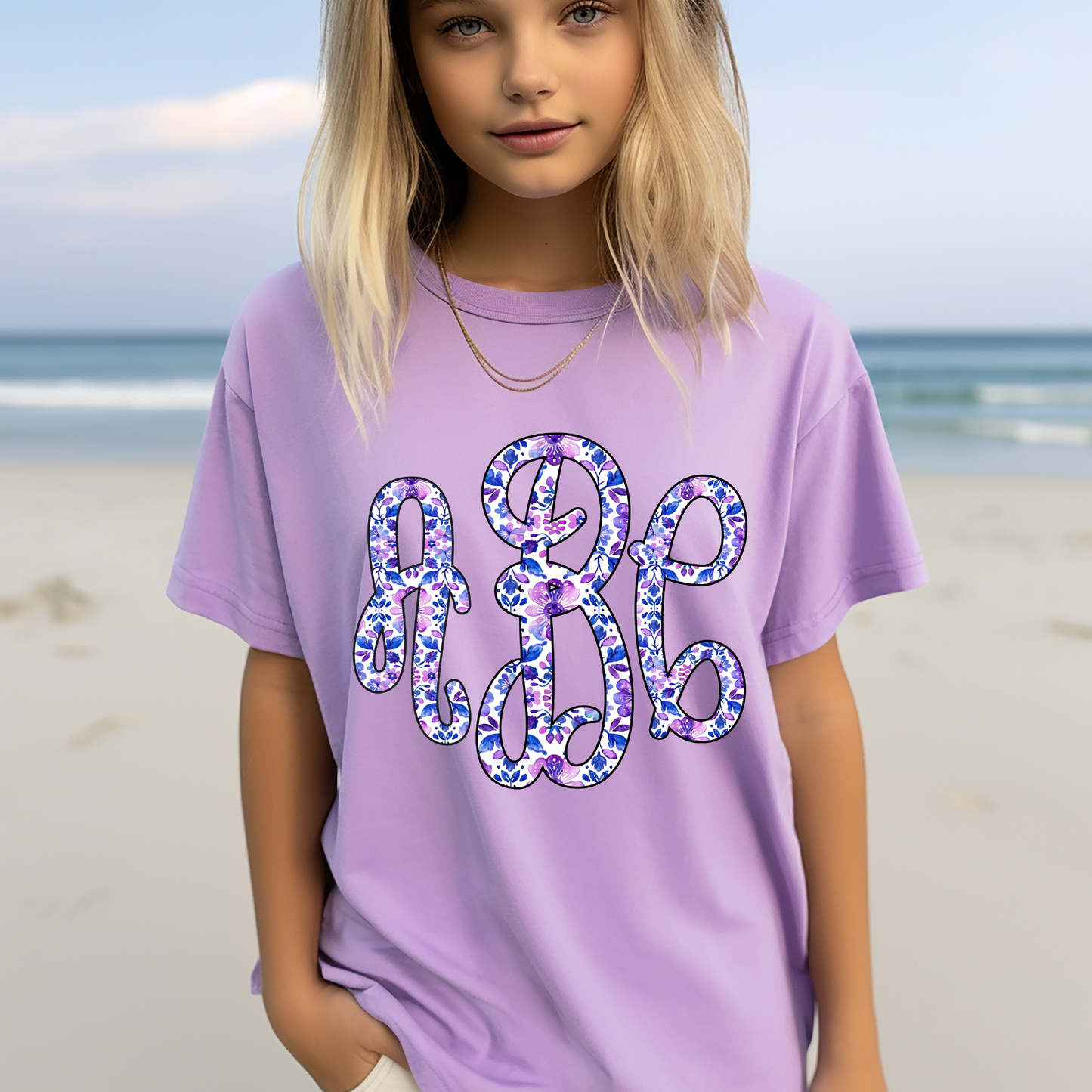 Purple Floral Monogram