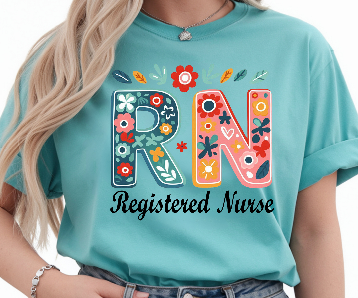 RN Floral Teal and Pink