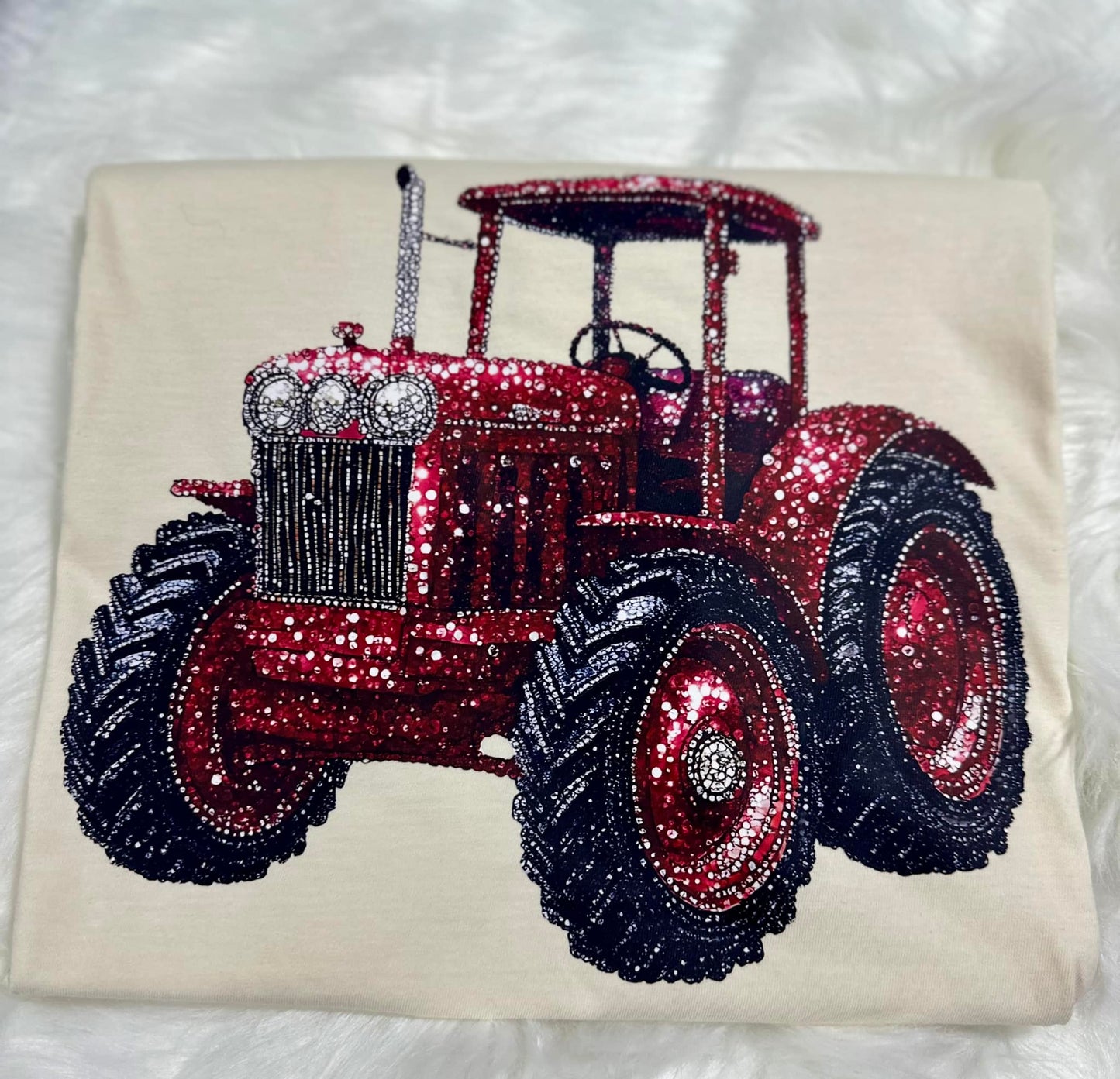 Faux Rhinestone Red Tractor