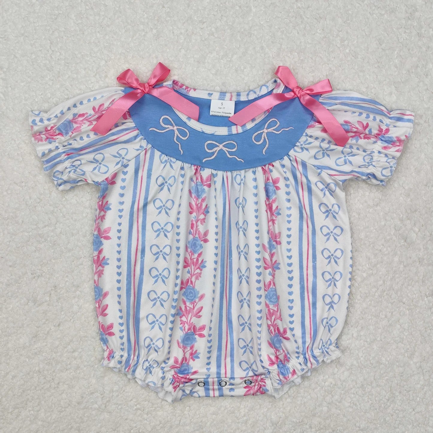 Blue and Pink Bow Smock Bubble