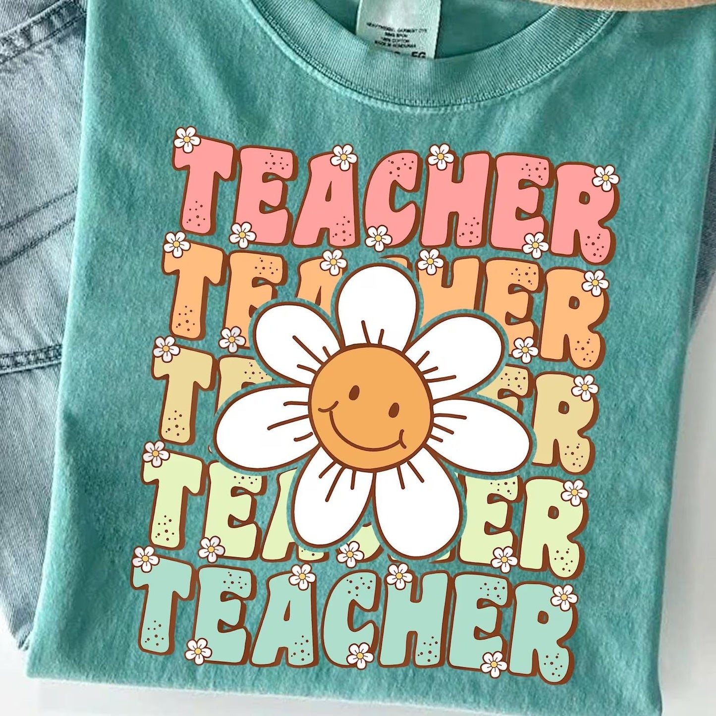 Stacked Teacher with White Daisy