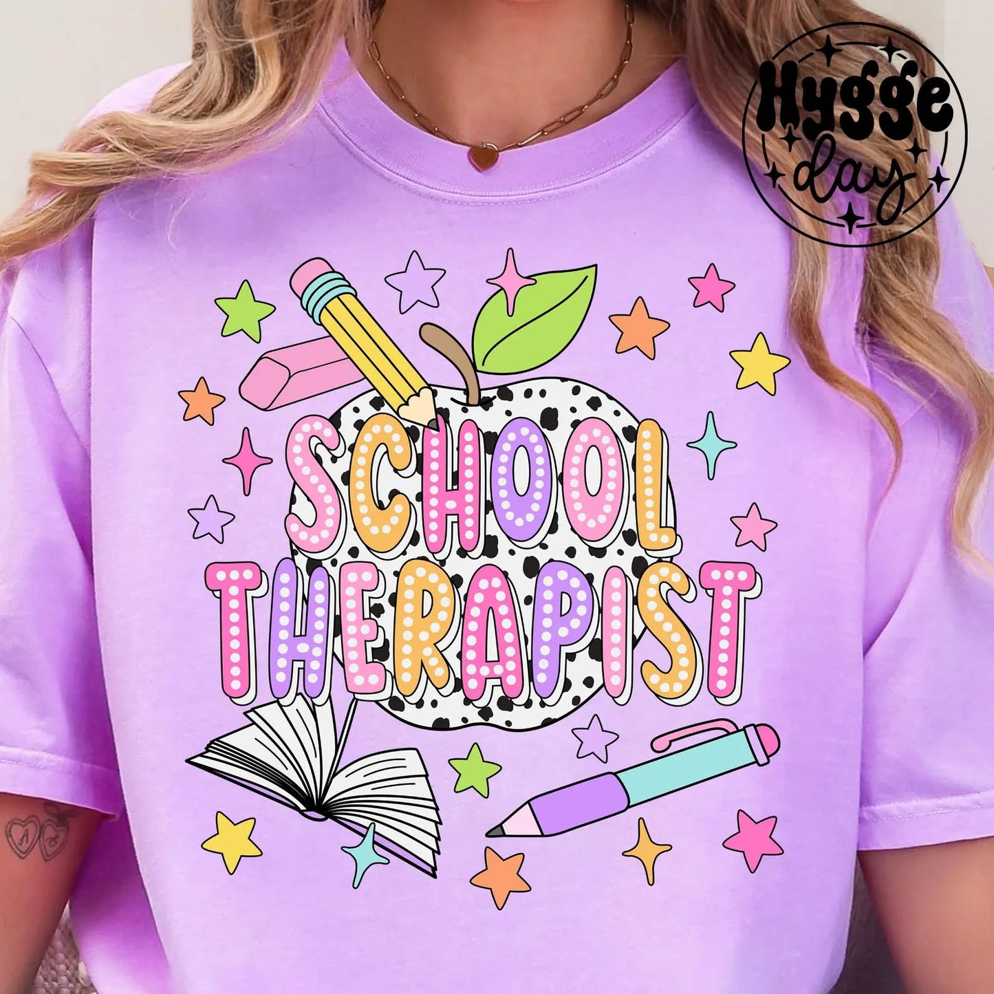 School Therapist Black White Apple