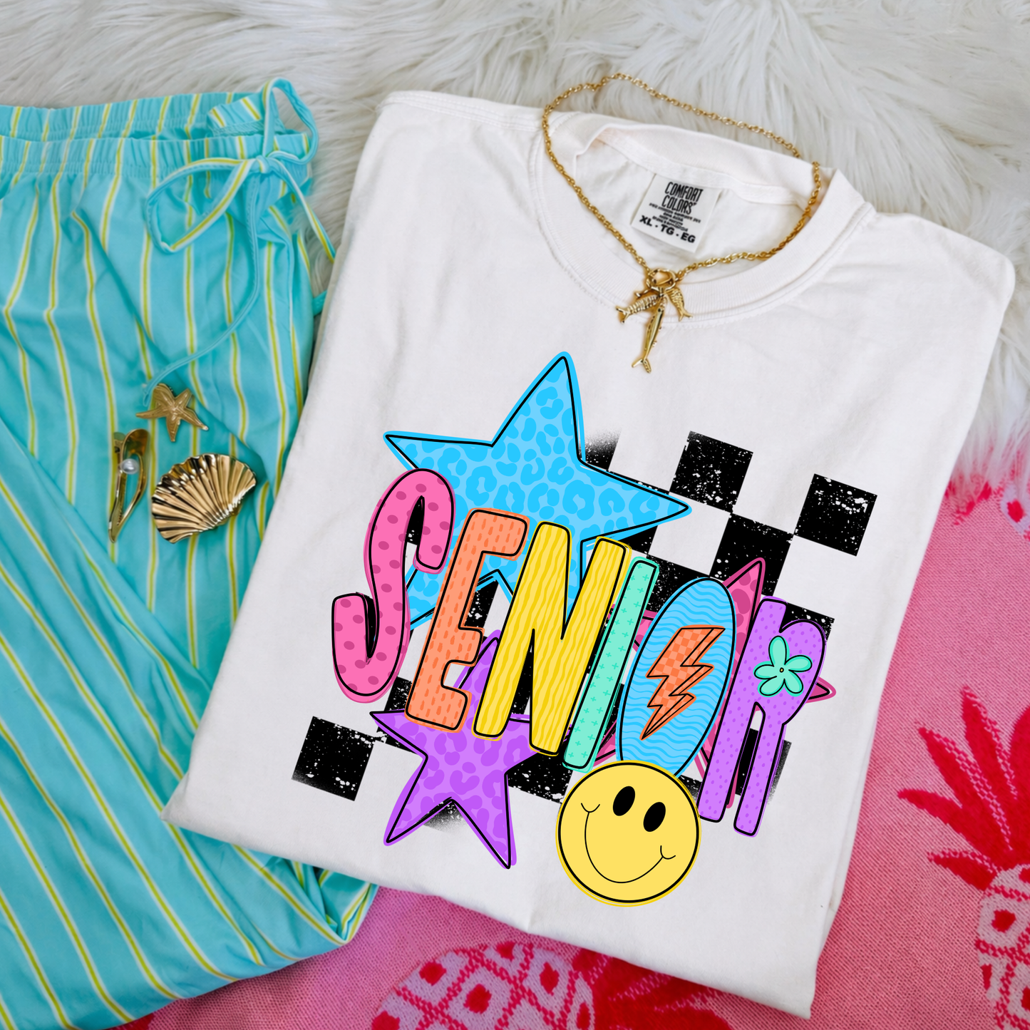 Senior Neon Checkered