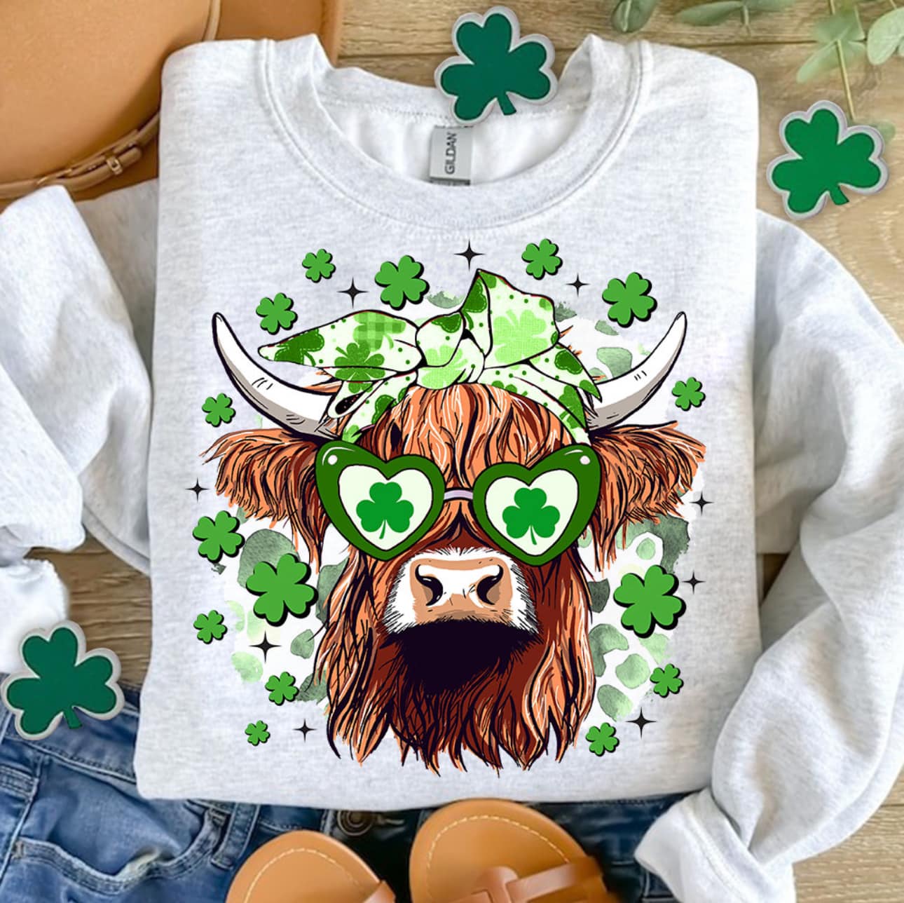 Shaggy Cow with Heart Glasses St Patty