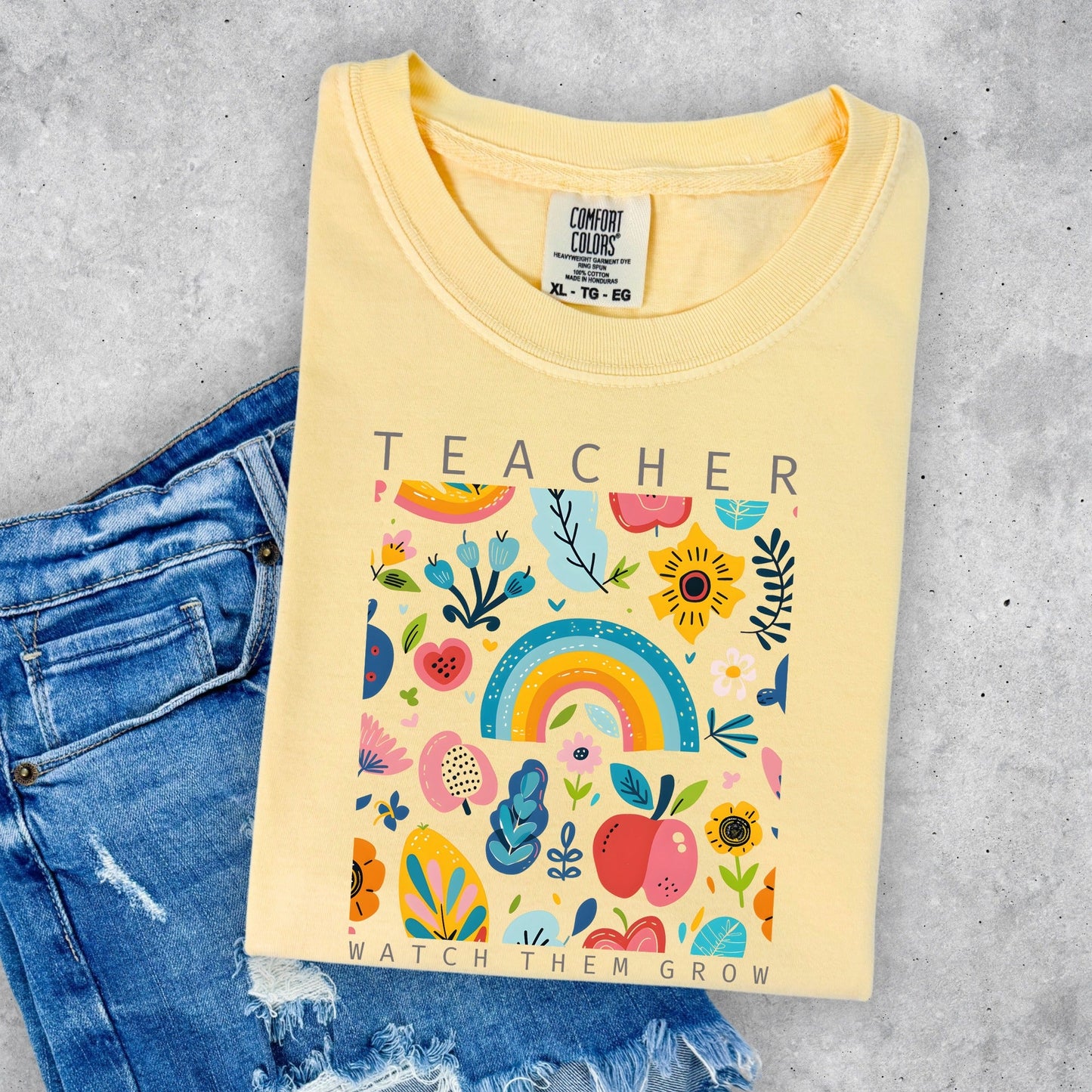 Teacher Collage with Rainbow