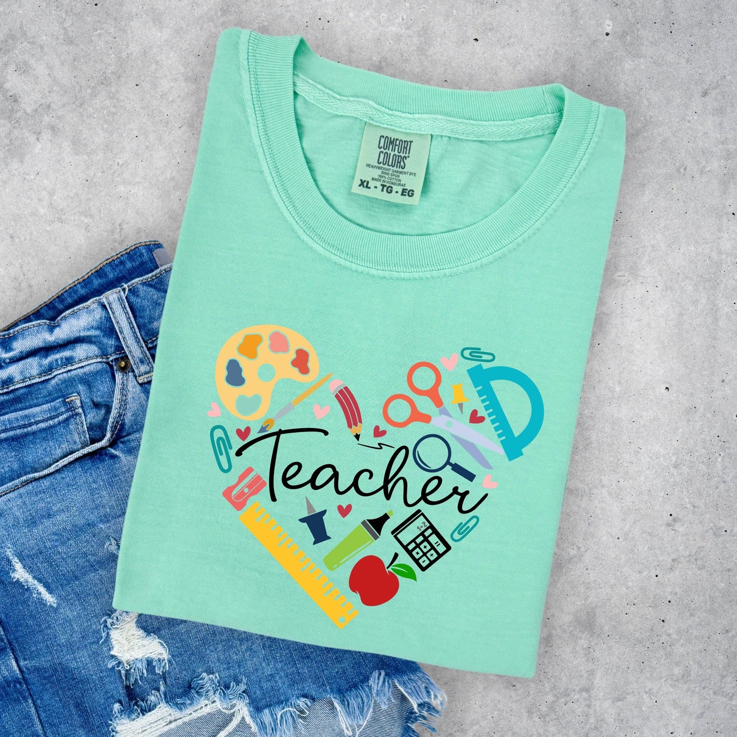 Teacher Heart with Supplies