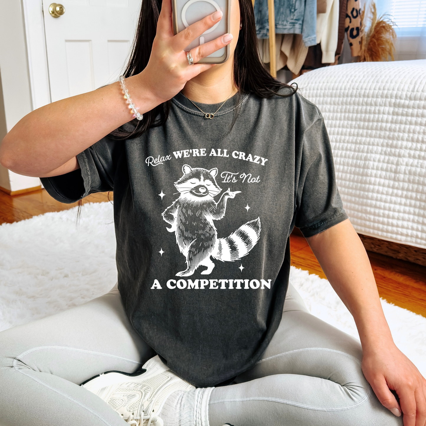 We're All Crazy Racoon (White)