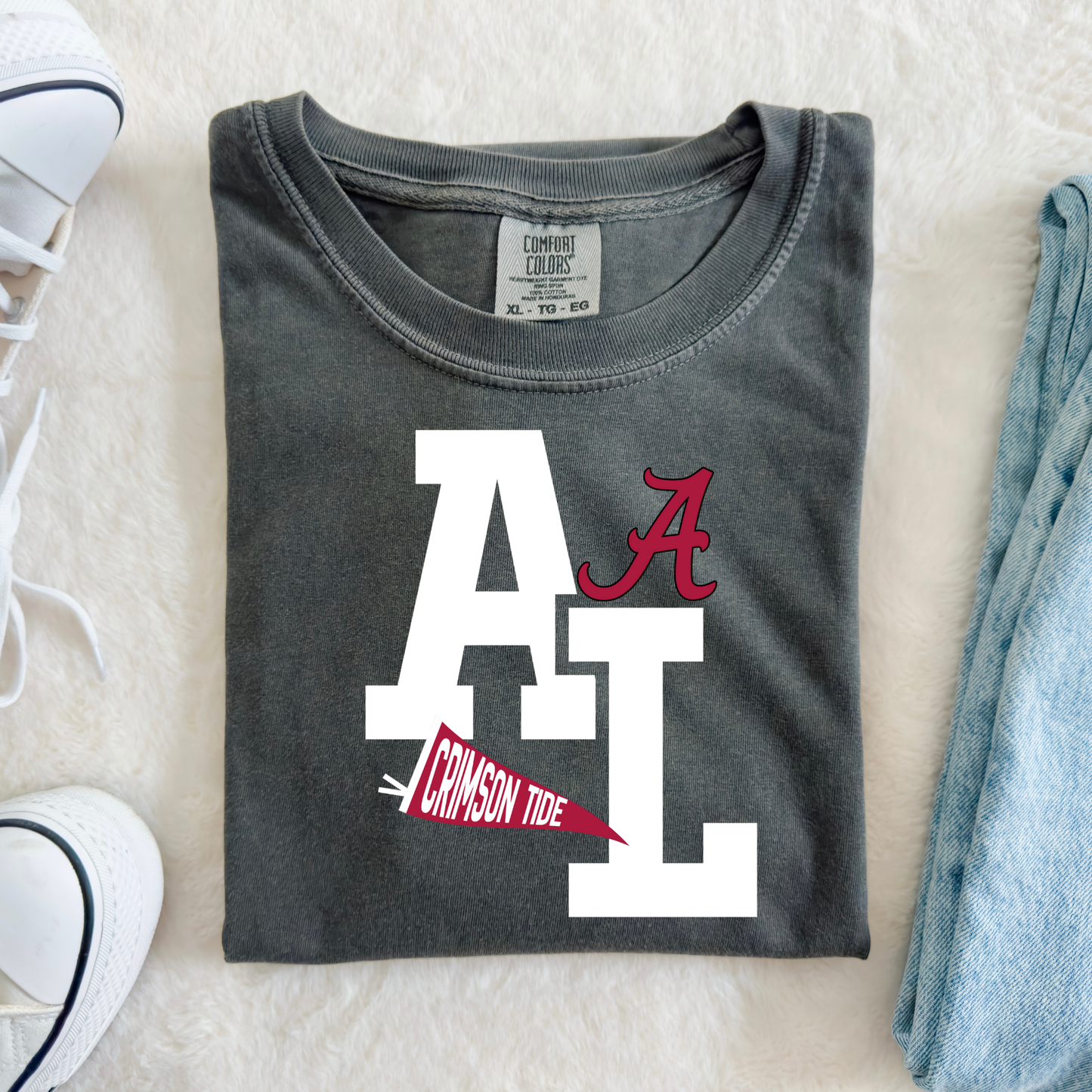 White Alabama Bold with Pennant Flag