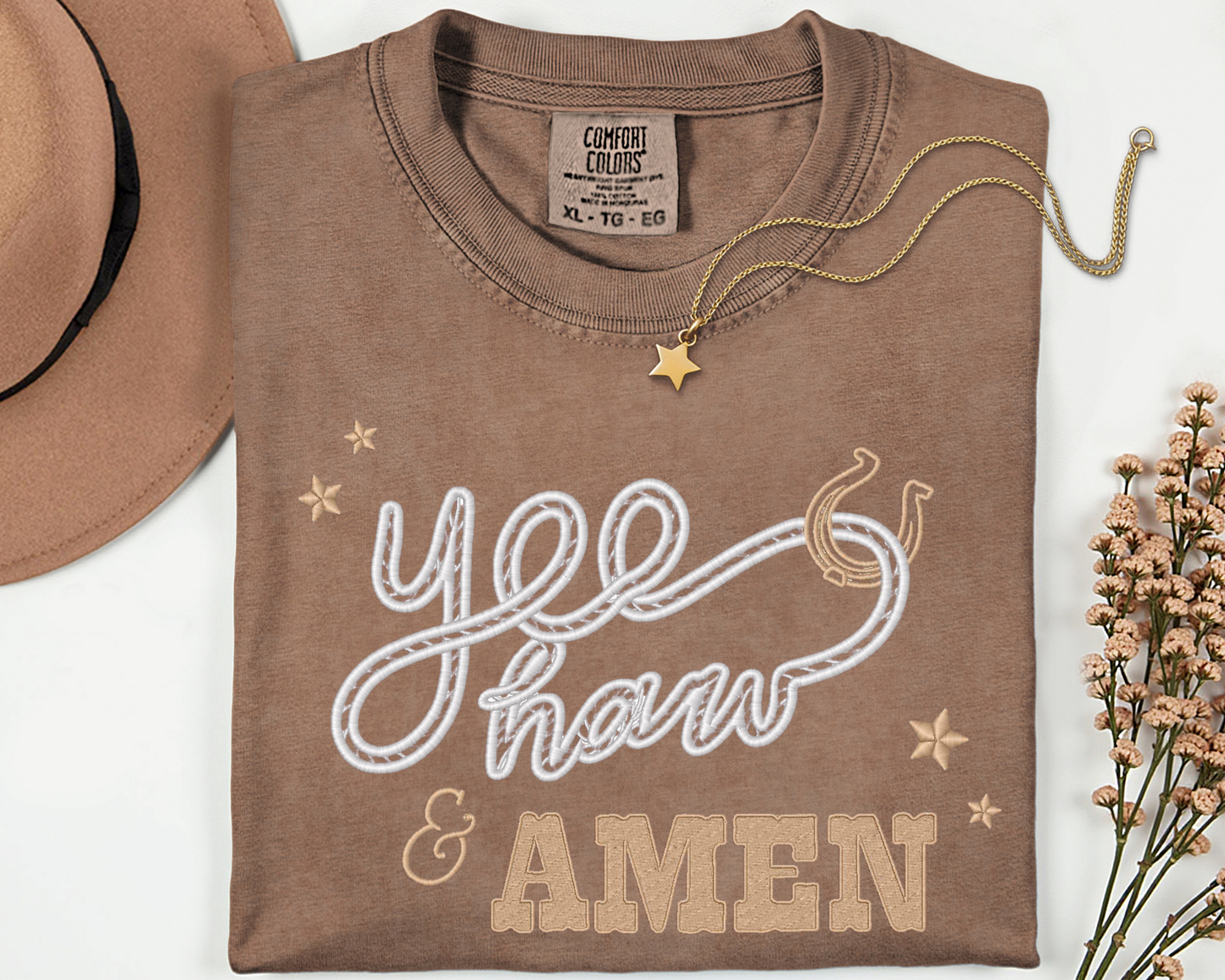 YeeHaw and Amen Two Color Embroidered