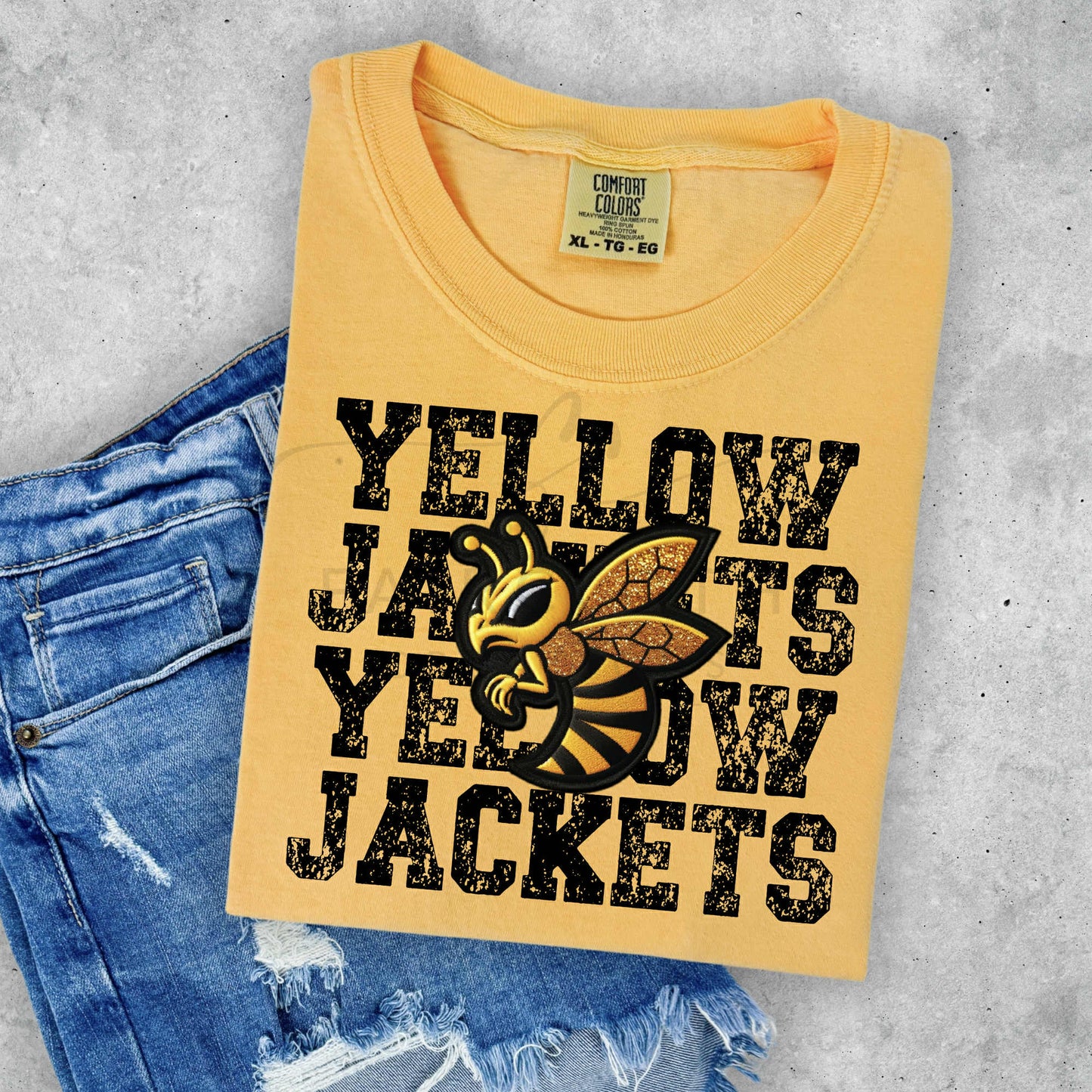 Yellow Jackets Black Distressed