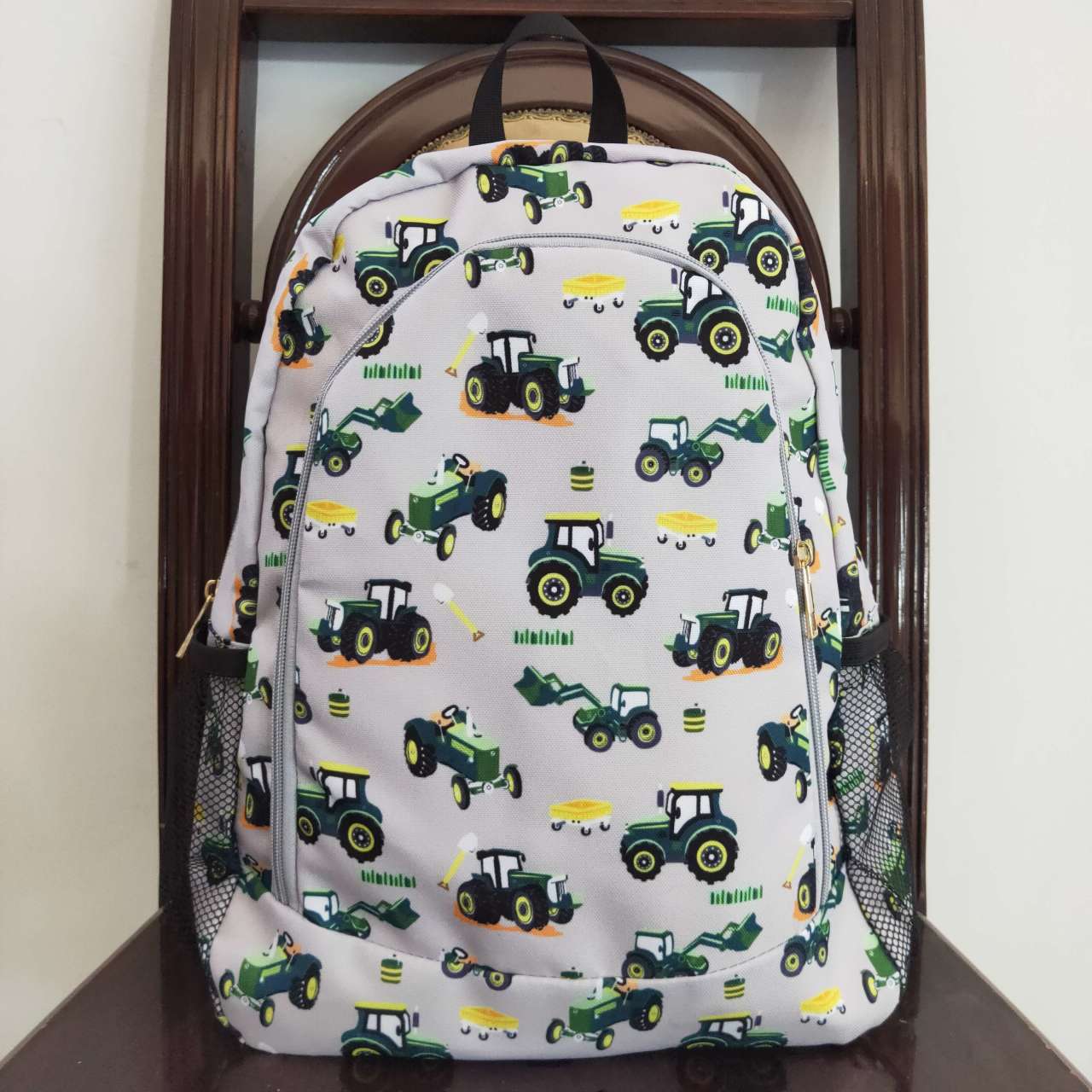 Green Tractor Full Zip Front Bookbag