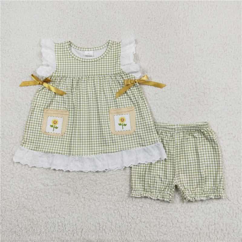 Sunflower with Green Plaid 2pc Set