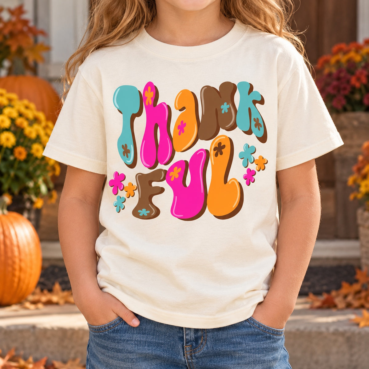 Retro Colorful Thankful Graphic Tee