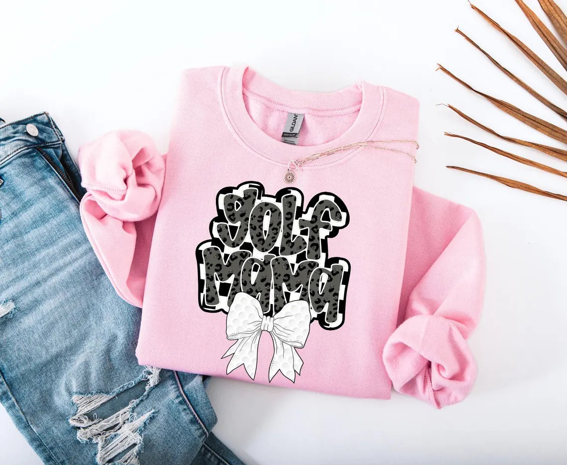 Checkered and Leopard Golf Mama with Bow