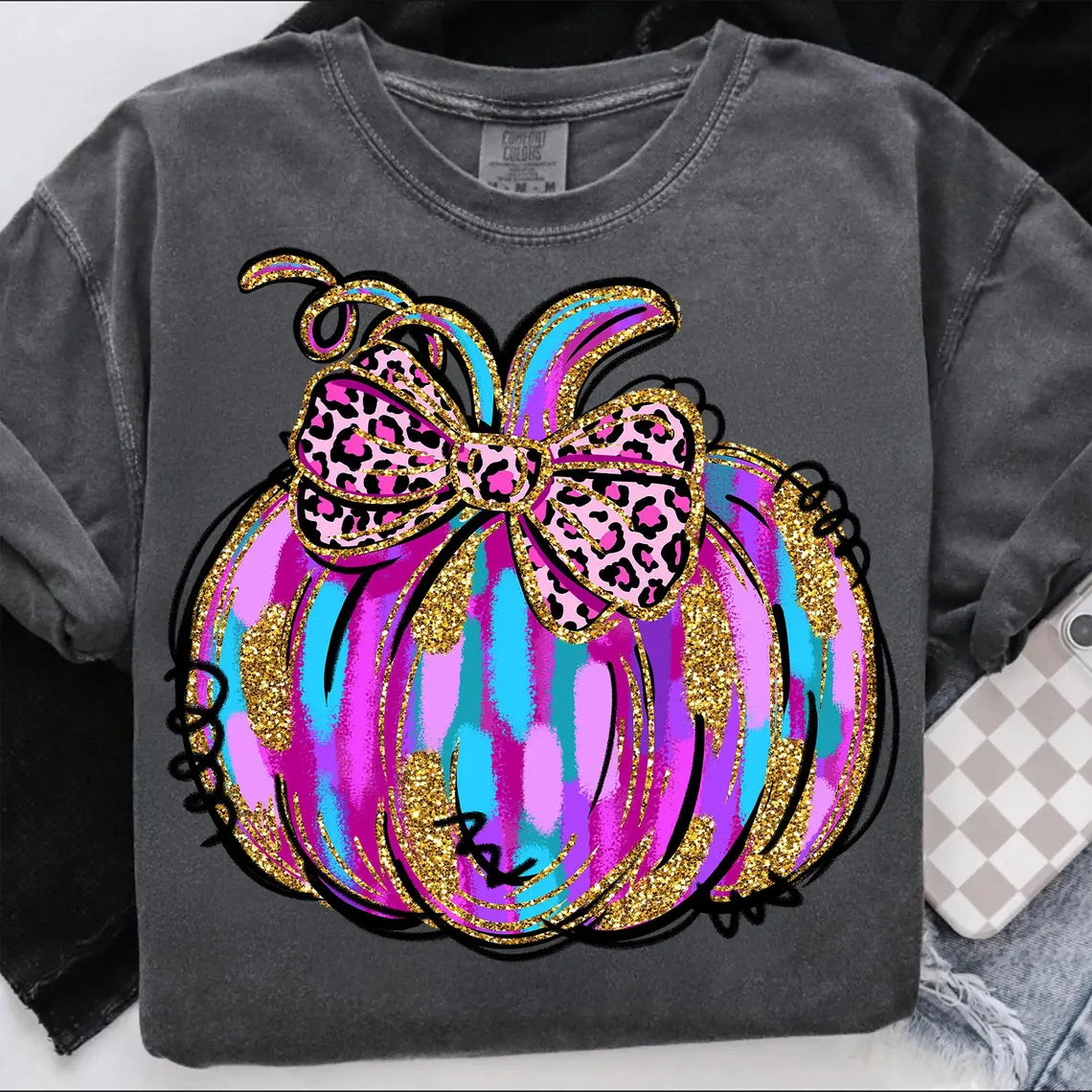 Neon Colored Watercolor Pumpkin