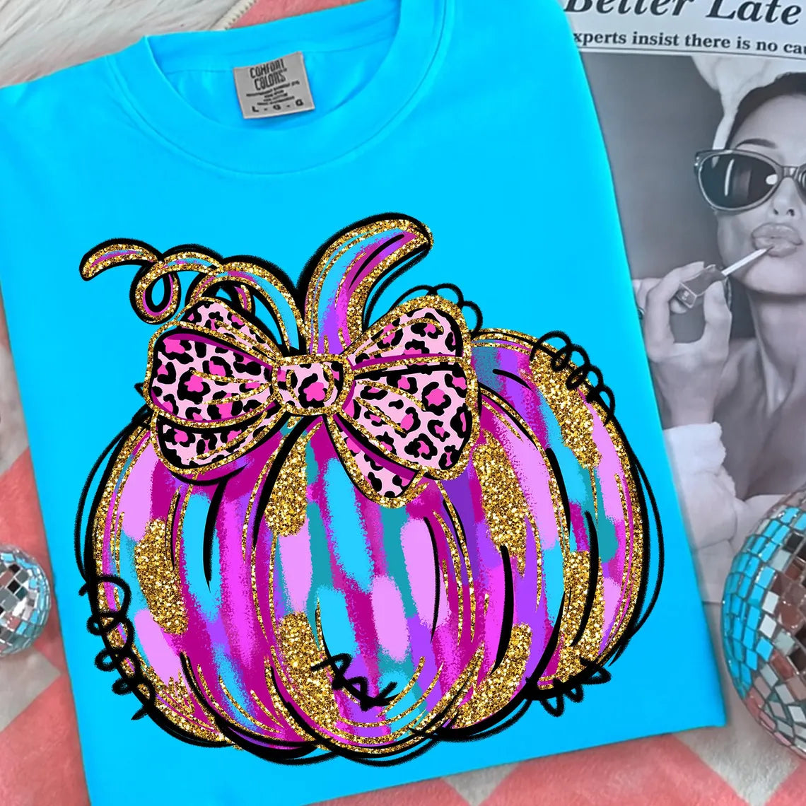 Neon Colored Watercolor Pumpkin