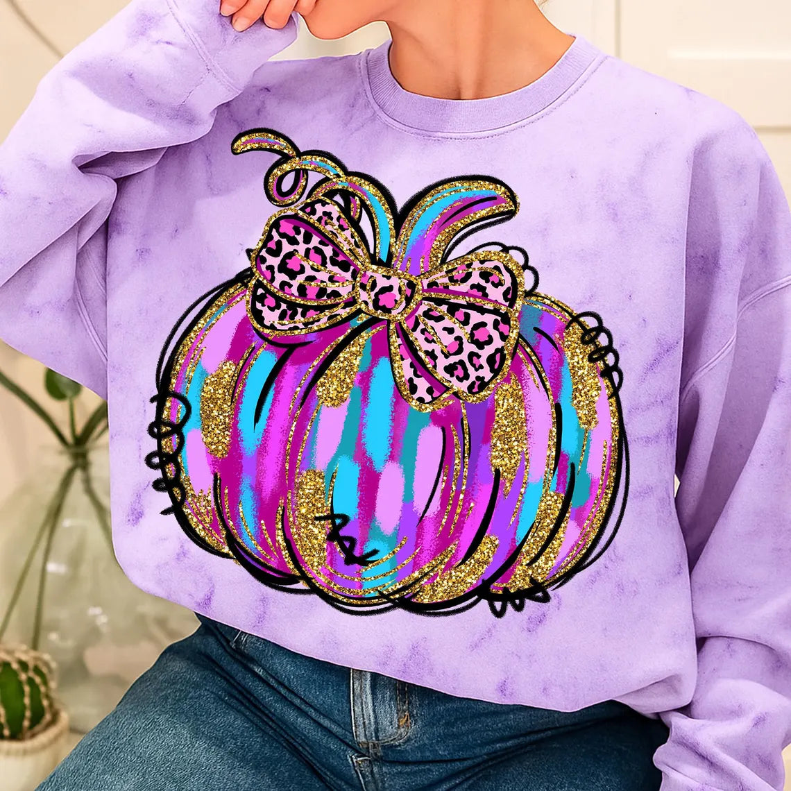 Neon Colored Watercolor Pumpkin