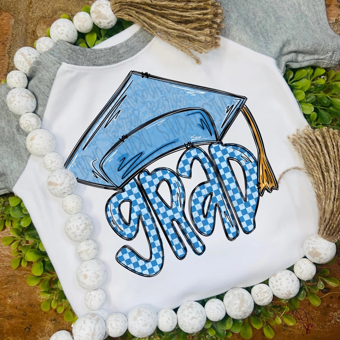 Blue Checkered Grad