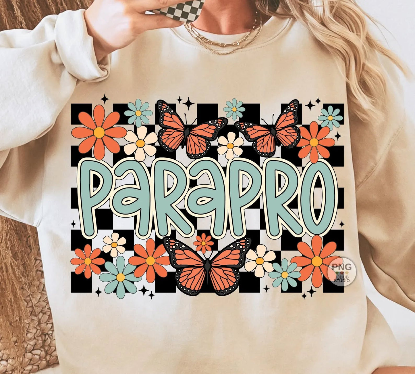 Parapro with Checkered Back and Butterflies