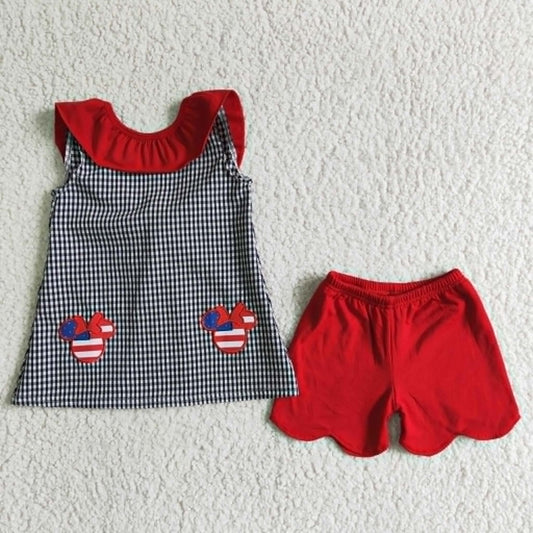 Minnie 4th July Ear and Scallop Short Set
