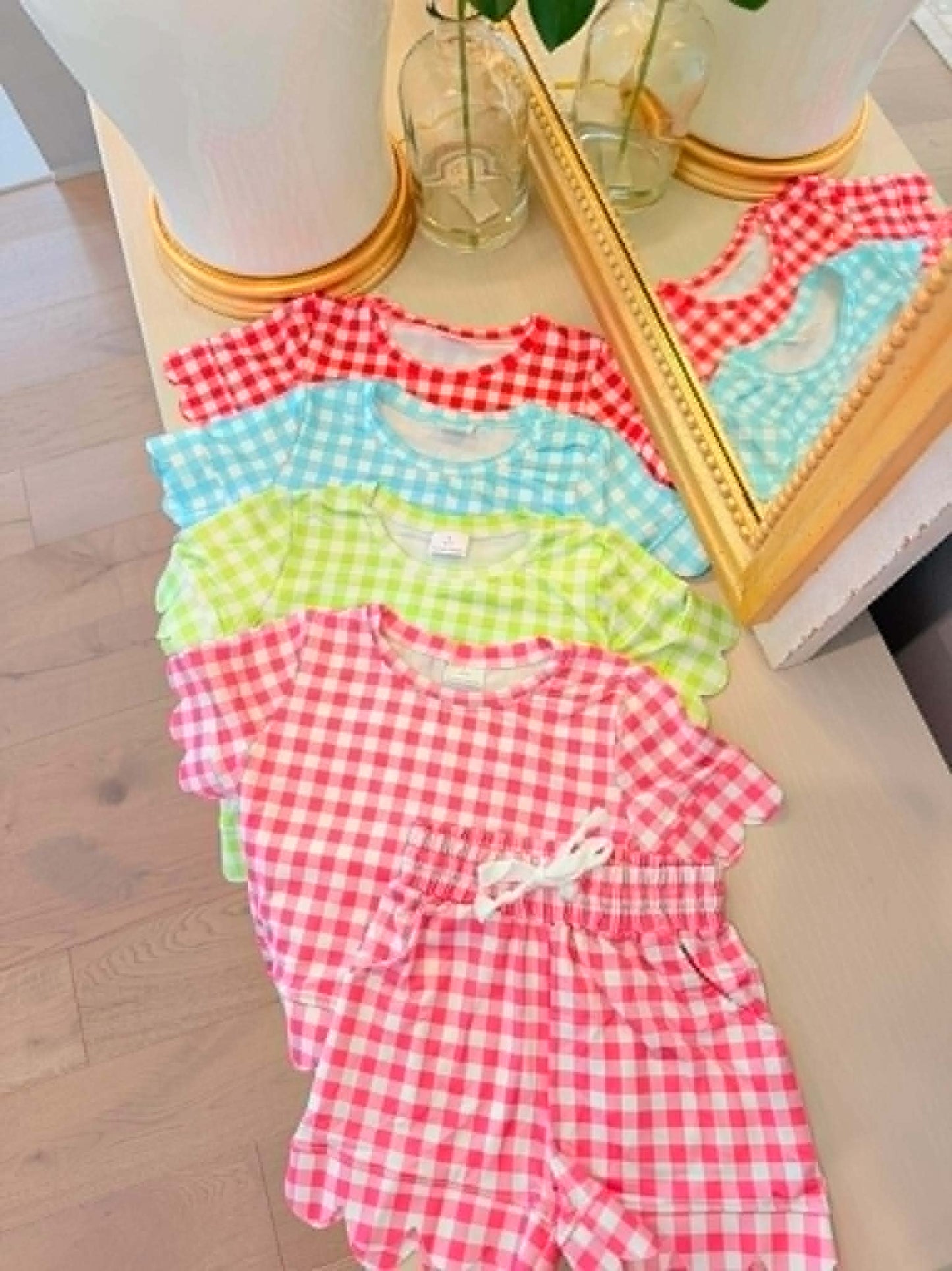 Gingham Scallop Short Set