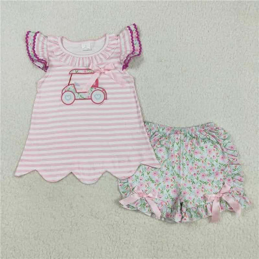 Pink Golf Floral Short Set