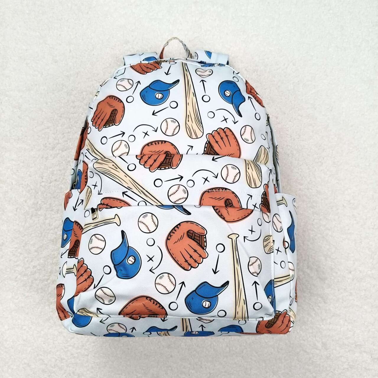 Baseball Gloves Hat Light Blue Backpack