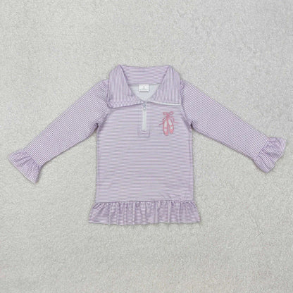Embroidered Bows and Ballet Zip Up Long Sleeve
